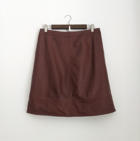 HALOGEN® A-Line Leather Skirt, Brown, 8 - Picture 2 of 11